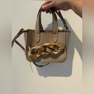 JW ANDERSON Taupe Bag with Gold Chain